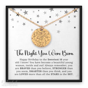 Collana con mappa stellare per i 16 anni • Regalo per la notte in cui sei nato • Gioielli con costellazione e data di nascita personalizzati, regalo per il 16° compleanno per figlia o nipote