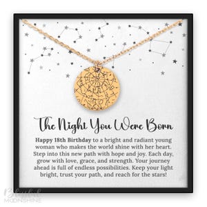 18. Geburtstag Halskette | Custom Nachthimmel Anhänger | Die Nacht, in der du geboren wurdest, Geschenk für Tochter | Personalisierte Geburtsdatum Schmuck
