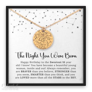 Sweet 16 Star Map Halskette • Die Nacht, in der Sie geboren wurden • Individueller Sternbild Geburtstagsschmuck • Tochter oder Nichte Geschenk zum 16.Geburtstag