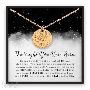 Sweet 16 Star Map Halskette | Die Nacht, die du geboren bist | Benutzerdefinierte Sternbild Geburtstag Schmuck | Tochter oder Nichte Geschenk