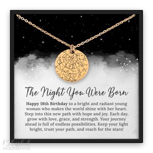 Karte zum 18. Geburtstag Halskette Geschenk | Die Nacht, die du geboren bist | Benutzerdefinierte Geburtskonstellation Schmuck | Tochter oder Enkelin Geschenk