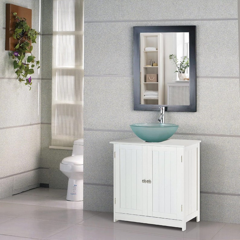 White Under Sink Bathroom Storage Cabinet Compact and Elegant Space ...