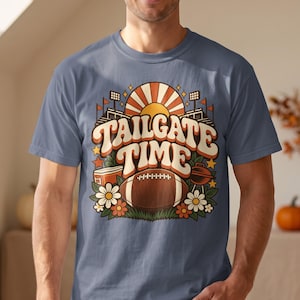 Retro Tailgate Time T-Shirt, Vintage Game Day Shirt, Football Season Graphic Tee, Groovy Sports Fan Apparel, Sunday Football Gift