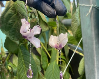 White Purple Cyclamen Earrings Studs Stainless Steel