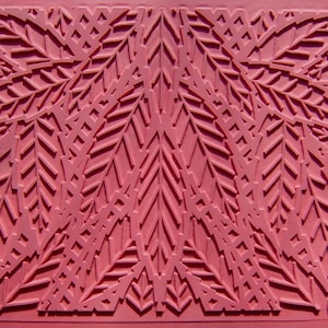LATTICE LEAF RUBBERSTAMP 7" x 9" niet-gemonteerd flexibel stempelvel, diepdruk handgetekende afbeelding met reflecterende symmetrie, diepe schone indruk