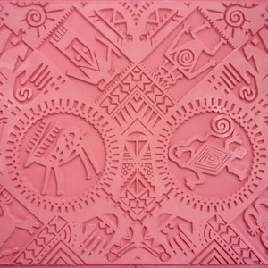 Petroglyphs Rubber Stamp: Ancient World Intaglio Pattern (7" x 9")
