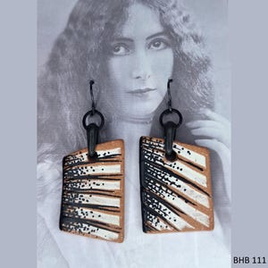 Handpainted Reversable Earthenware Plank Earrings: Hypoallergenic Niobium Ear Wires