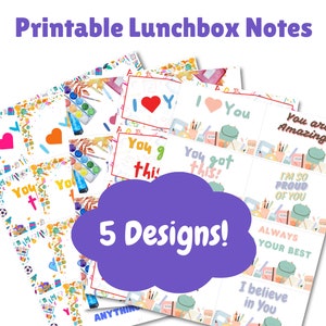 Druckbare Lunchbox- oder Rucksacknotizen für Kinder. Schicken Sie Ihre Kinder mit positiven Nachrichten zur Schule zurück. Lass sie wissen, dass du an sie denkst.