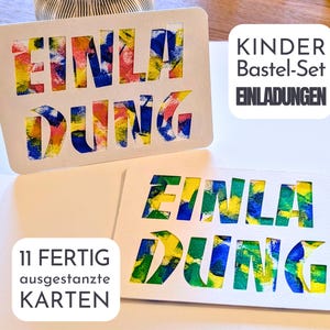 Bastelset Einladungen Kindergeburtstag, 11 Einladungen für Jungen oder Mädchen, DIY Set Geburtstagseinladung für Kinder, schöne Einladungen