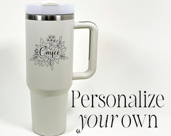 Personalized 40 oz Stainless Steel Tumbler with Handle Insulated Cup with Name Christmas Gift Ideas for Her Stanley Dupe Cup Laser Engraved