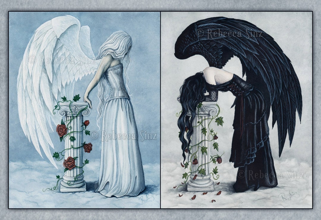Hope and Despair 19x13 Print Angels Emotions Art Sadness