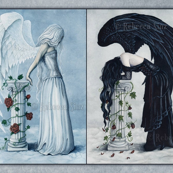 Hope and Despair 19x13 Print Angels Emotions Art