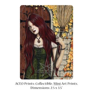 Seizoen van de Heks ACEO-print Gothic Herfst Halloween Art Artist Trading Cards ATC Fantasy Art Portret