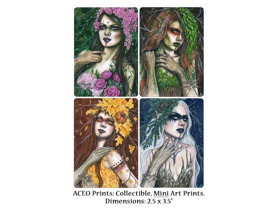 Seasonal Dryads Series Series ACEO Prints Gothic Fantasy Art
