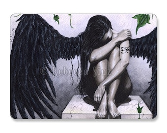 Dark Angel II ACEO Print Gothic Art Sad Gray Tattoos Artist Trading Cards ATC Fantasy Art