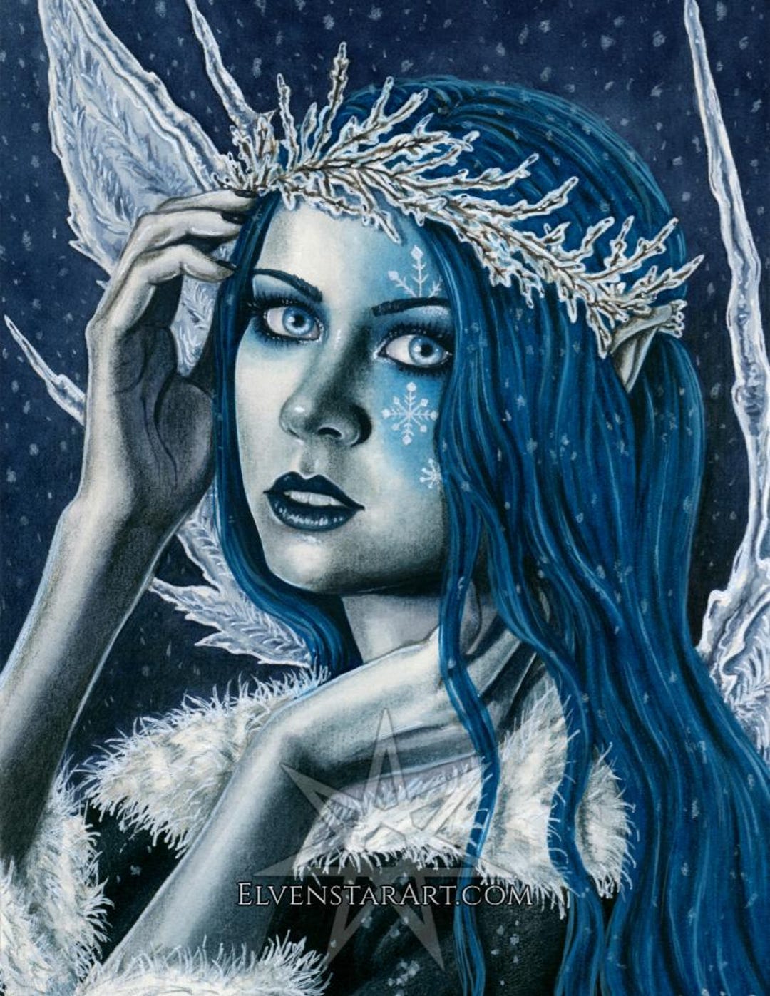 Cold as Ice PRINT Fairy Art Fairy Queen Winter Cold Blue Crown Blue ...