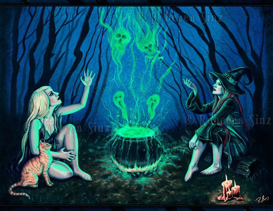 Witches' Cauldron PRINT Gothic HALLOWEEN Fantasy Art Magic Etsy