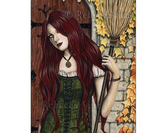 Season of the Witch ACEO print Gothic Autumn Halloween Art Artist Trading Cards ATC Fantasy Art Portrait