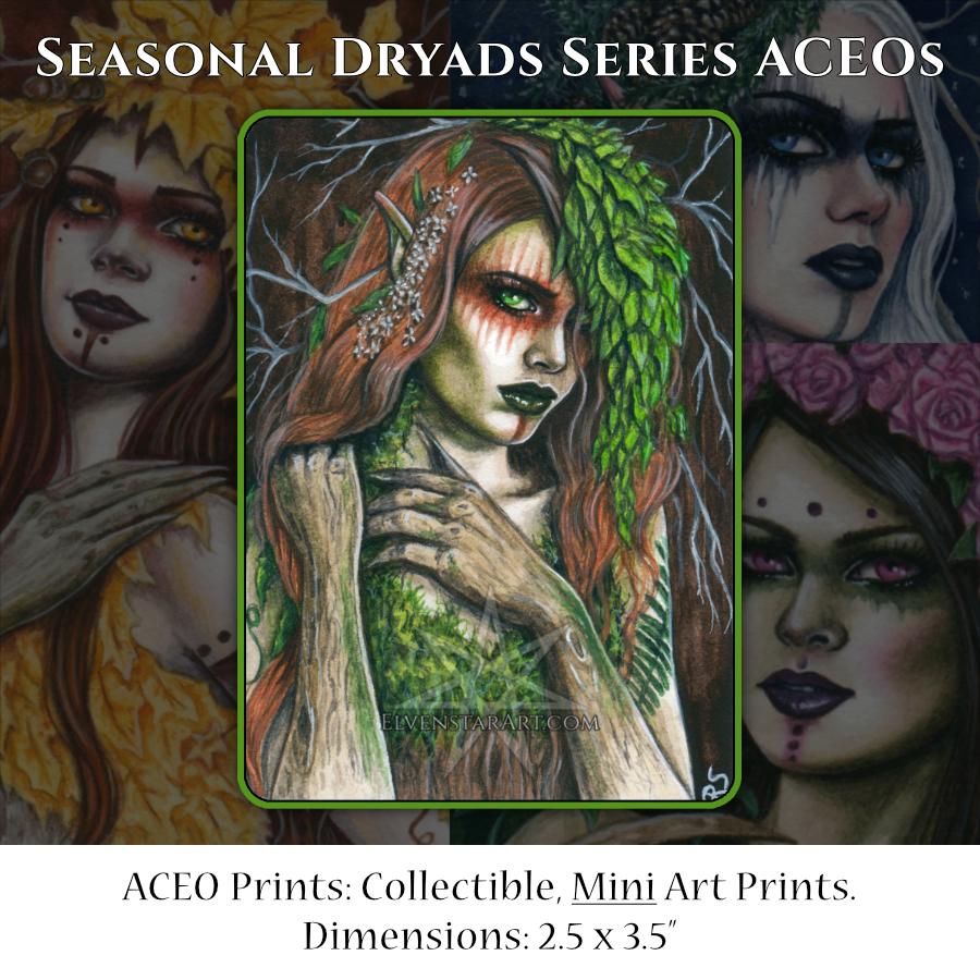 Seasonal Dryads Series Series ACEO Prints Gothic Fantasy Art