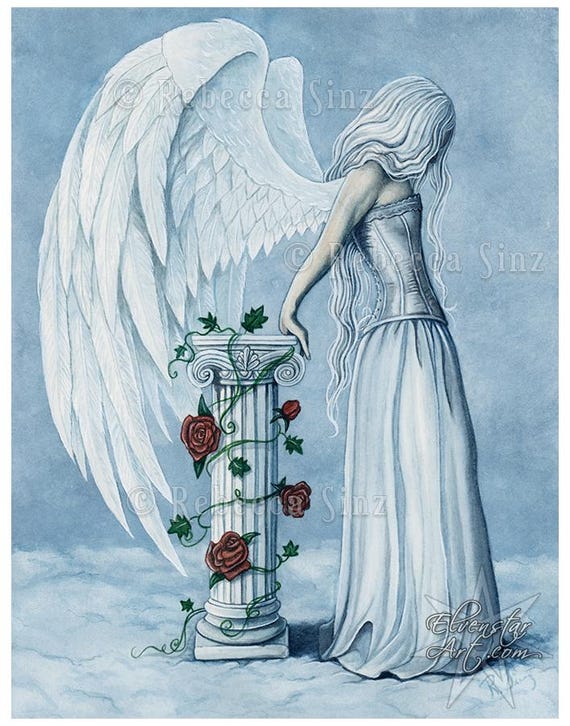 Hope PRINT Angel Blue Corset Emotion Gothic Fantasy Art Column Sky White  Wings Dress 4 SIZES - Etsy