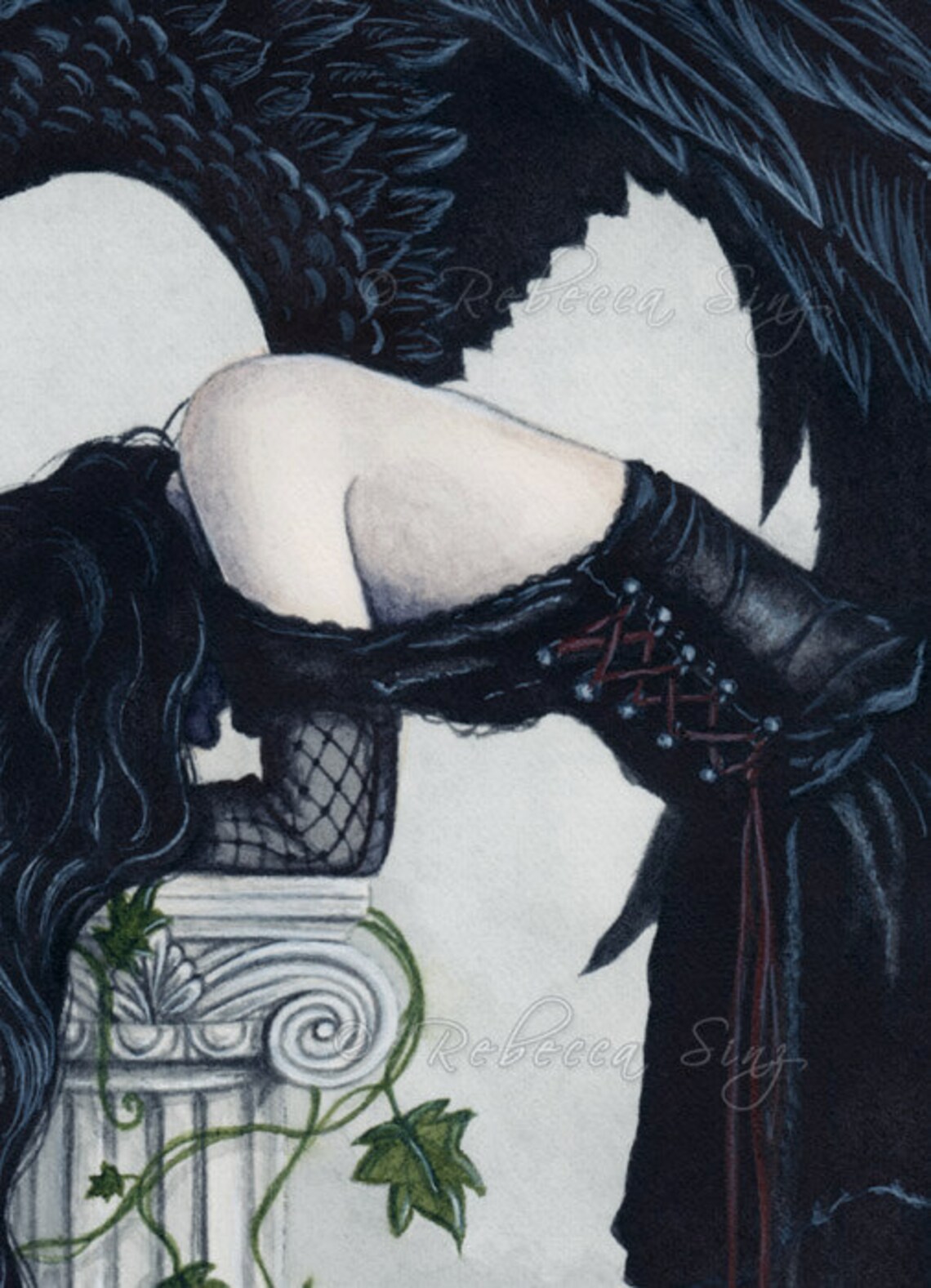 Despair PRINT Angel Gothic Sad Emotion Fantasy Art Column - Etsy
