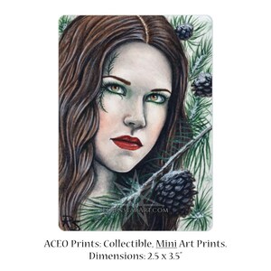 Pine Limited Edition ACEO Print Winter Holiday Artist Trading Cards ATC Fantasy Art Christmas