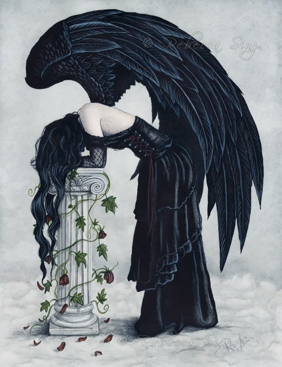 Despair PRINT Angel Gothic Sad Emotion Fantasy Art Column | Etsy
