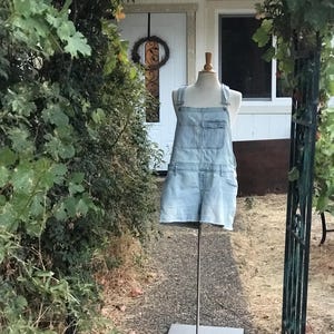90s Light Blue Short Denim Overalls
