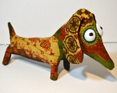 Sausage Dog autumn corduroy colours handmade plush sausagedog