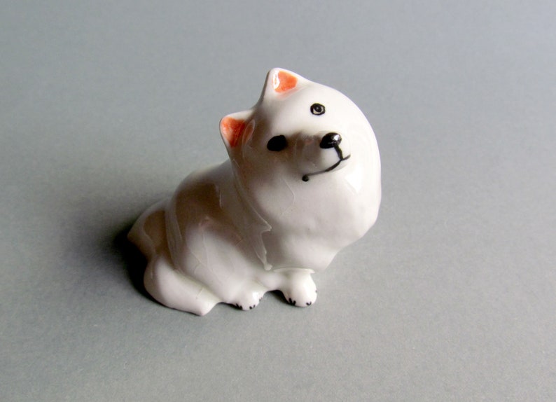 Dog Miniature Ceramic Animal Figurine Small Statue Collectible Dog Porcelain Dog Figurines Collectible Decor Gifts Dog Figures Toy USA White image 4