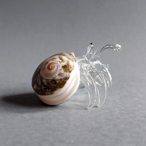 Tiny Miniature Sea Shell Seashell Hermit Crab Beach Animals Blown Glass Art Natural Collectible Gift Home Décor J