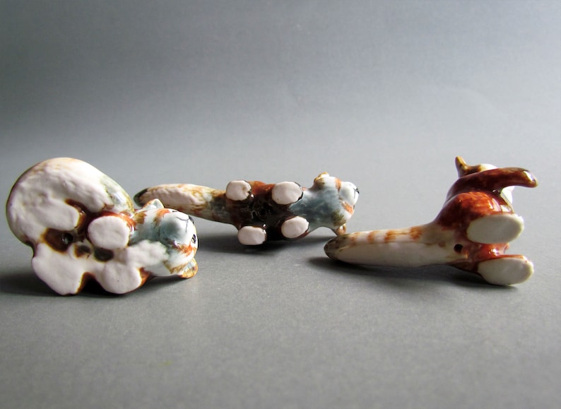 3 Red Panda Ceramic Porcelain Animal Figurine Miniature Animal,Figurine,Collectible,Red Panda Porcelain,Red Panda Figruine,Home Decor Gifts