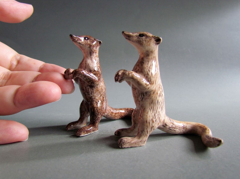 CHOOSE Meerkat brown raccoon ceramic porcelain animal figurine miniature statue collectible figure rainforest gifts crafts zoo delft blue image 8