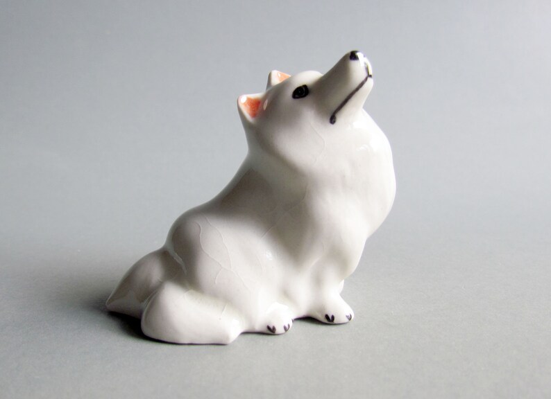 Dog Miniature Ceramic Animal Figurine Small Statue Collectible Dog Porcelain Dog Figurines Collectible Decor Gifts Dog Figures Toy USA White image 1