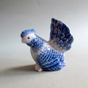 Miniature Ceramic Porcelain Animal Figurine Statue Chicken Turkey Delft Blue Farm Countryside Home decor Gift