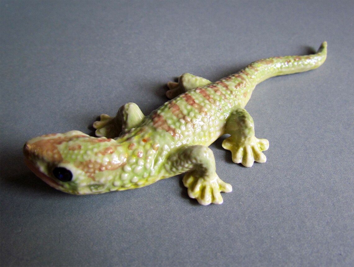 Gecko Miniature Ceramic Porcelain Animal Figurine Lizard | Etsy