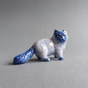 Miniature Persian Cat Ceramic Figurine Animal Pet Kitty Collectible Gift Decor Porcelain Figures Delft Blue Royal Dutch Vintage Stlye CHOOSE