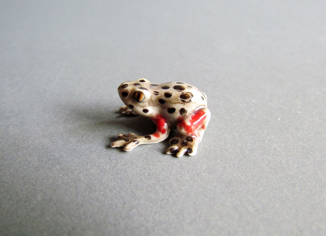 Frog Miniature Ceramic Porcelain Animal Figurine Dollhouse | Etsy