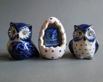 Owl Bird Ceramic Figurine Miniature Porcelain Animal Statue Incense Holder Collectible Decor Small Tiny Little Owl Woodland Gift Brown