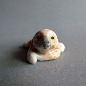 Miniature Sloth Figurine Ceramic Figurine Dollhouse Animal figure Mini Small Decor Collectible Gifts Monkey White Brown Statue Sculpture image 4