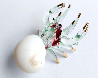 手作りのガラス製ヤドカリの置物 - 色の選択が可能 - Etsy 日本