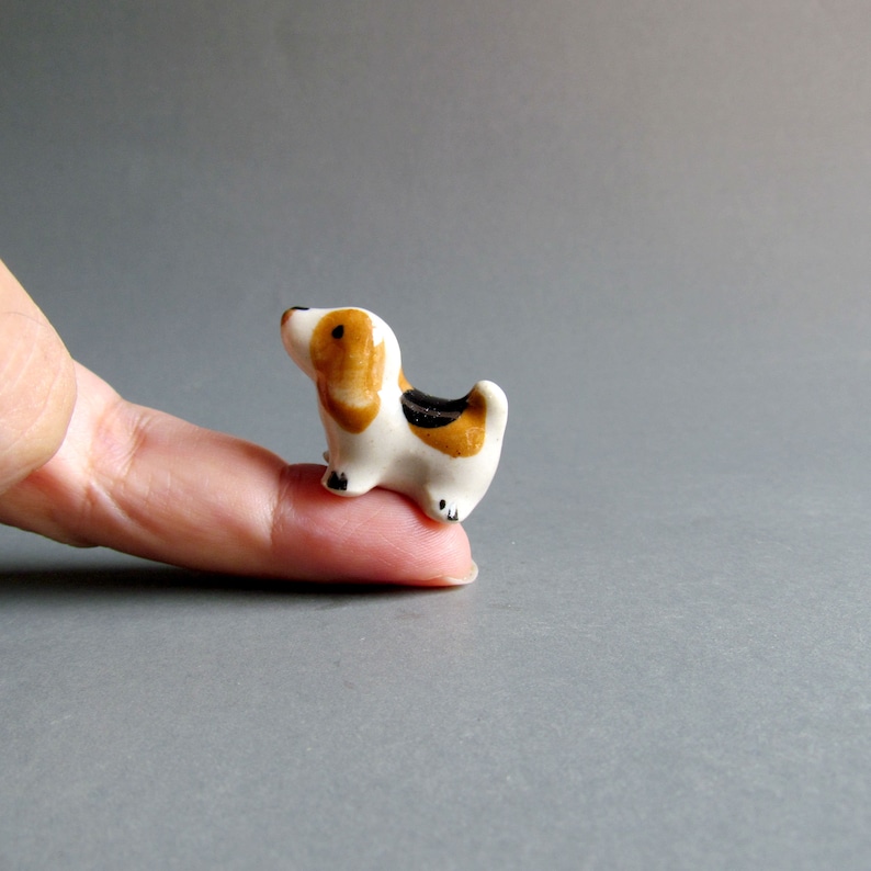 Tiny Beagle Dog Little Animal Small Miniature Ceramic Animal Figurine Statue