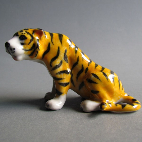 Porcelain Tiger Figurine Etsy