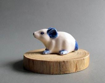Mouse Ceramic Figurine Little Small Tiny Rat Mice Porcelain Statue CollectIble Miniature Decor Gifts Figures Art Animal Delft Blue