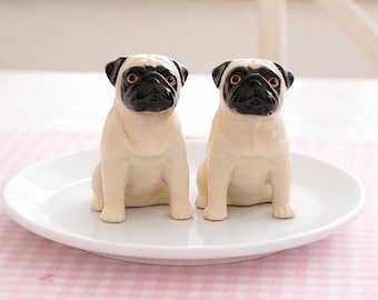 Hand-Painted Ceramic Fawn Pug Figurine - Dog Lover Gift