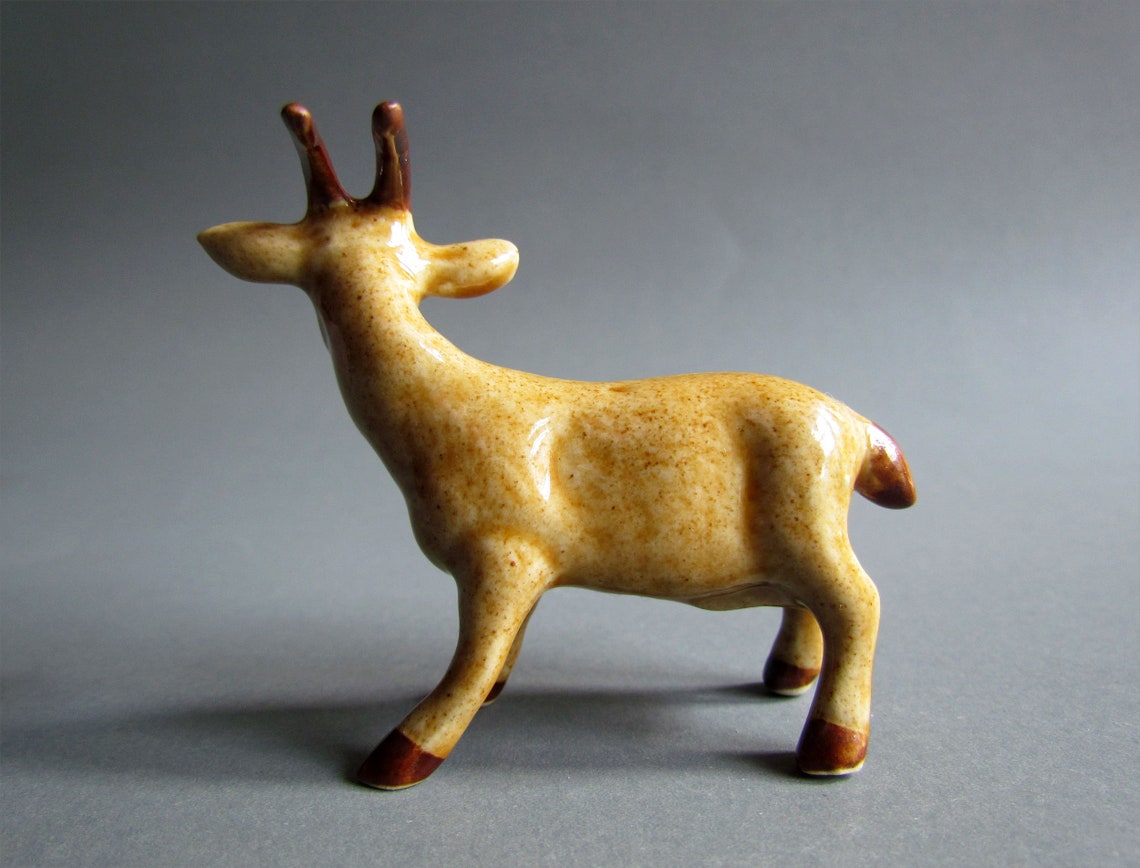 Miniature Animal Ceramic Figurine Goat Farm Animal Collectible Etsy