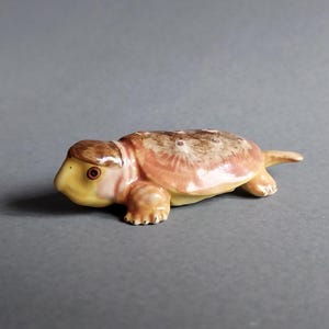 Turtle Ceramic Animal Figurine Little Small Tiny Miniature Porcelain Staue Collectible Decor Gifts Ocean Coastal Art Tortoise Reptile Brown