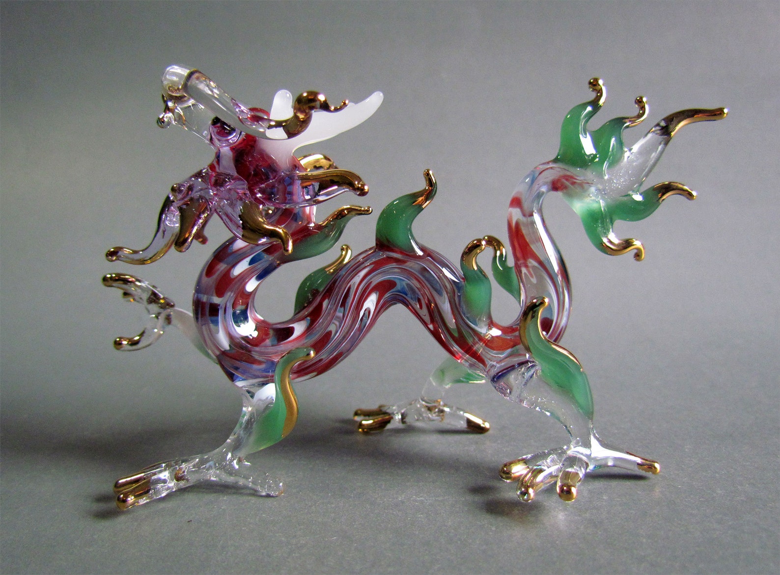 Chinese DRAGON Hand Blown Glass Animal Figurine Dragon Statue | Etsy