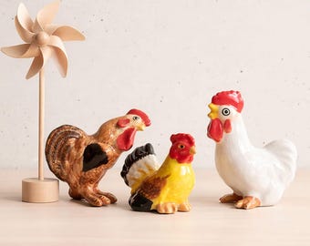 Miniature Ceramic Chicken Figurine: Farmhouse Decor, Collectible Rooster