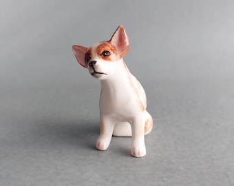 ミニチュア 陶器 犬 チワワ 赤ちゃん ペット 動物 小さな白い置物